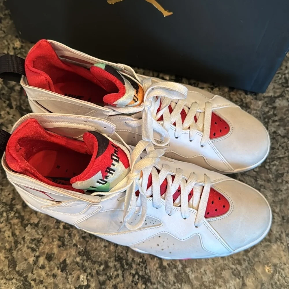 Air Jordan 7 Retro White and Red Sneakers EUC 10.5